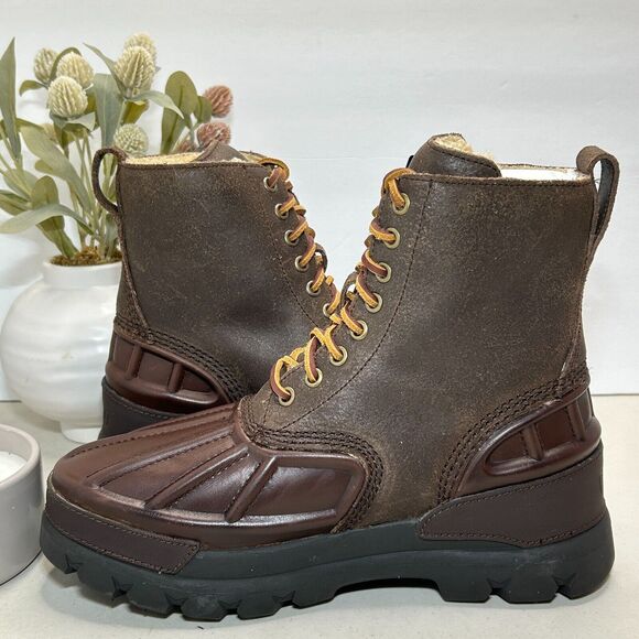 Polo Ralph Lauren Oslo High II Boot Leather Suede Shearling Brown Mens US 8D NWB - Picture 5 of 12